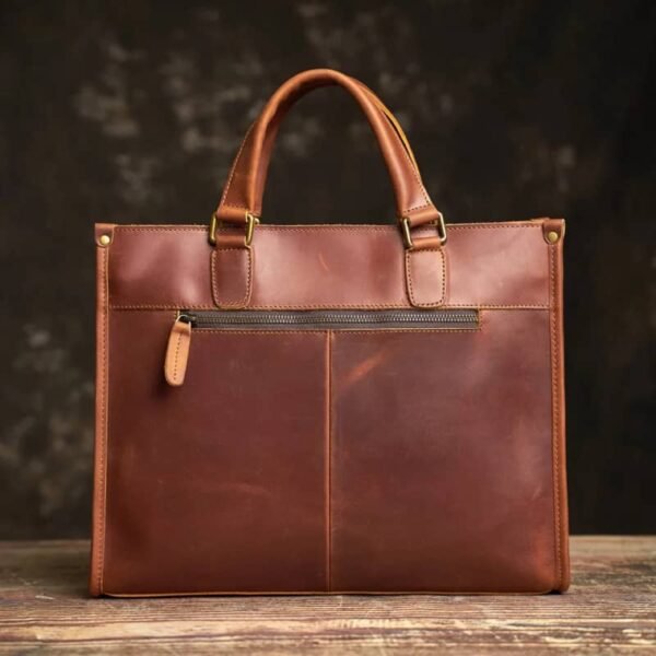 Leather Briefcase for Men With 2 Front Pockets | Leather Bags Suppliers - Image 15