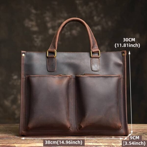 Leather Briefcase for Men With 2 Front Pockets | Leather Bags Suppliers - Image 5
