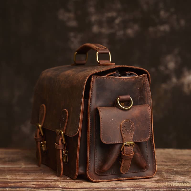 Vintage Leather Camera Bag | Genuine Leather Crossbody Bag 4 Vintage Leather Camera Bag | Genuine Leather Crossbody Bag - Image 4