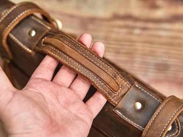 Vintage Leather Briefcase | Leather Large Crossbody Bag - Image 13