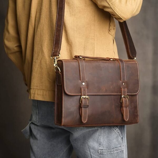 Vintage Small Leather Handbag | Large Crossbody Bag - Image 7