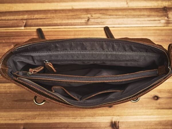 Vintage Leather Briefcase | Leather Large Crossbody Bag - Image 18
