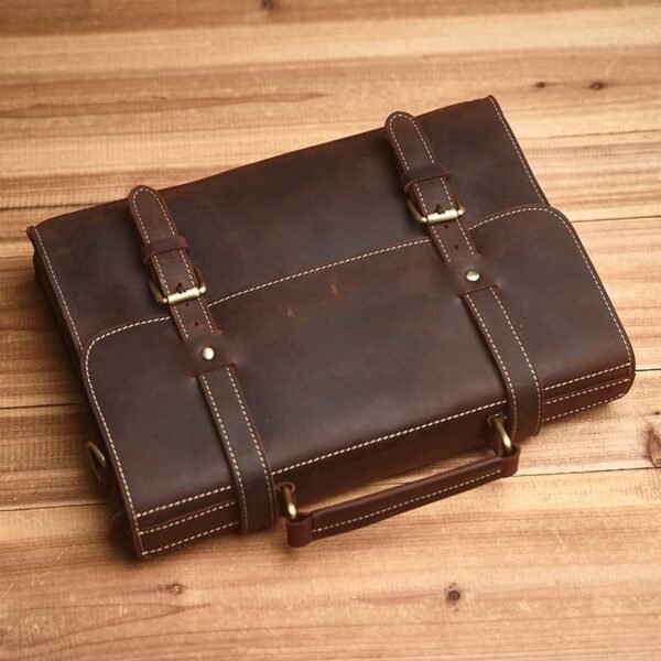 Vintage Small Leather Handbag | Large Crossbody Bag - Image 5