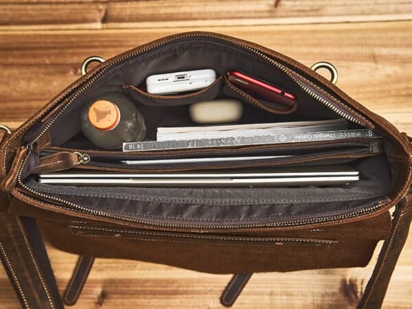 Vintage Leather Briefcase | Leather Large Crossbody Bag - Image 19
