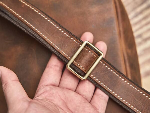 Vintage Leather Messenger Bag | Classic Vertical  Shoulder Bag - Image 15