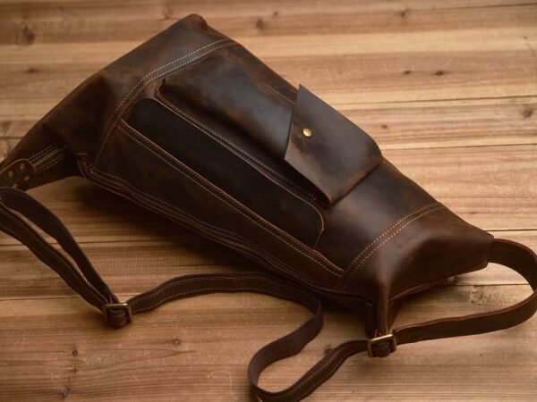 Vintage Leather Sling Bag l Men Large Shoulder Bag 8 Vintage Leather Sling Bag l Men Large Shoulder Bag - Image 8
