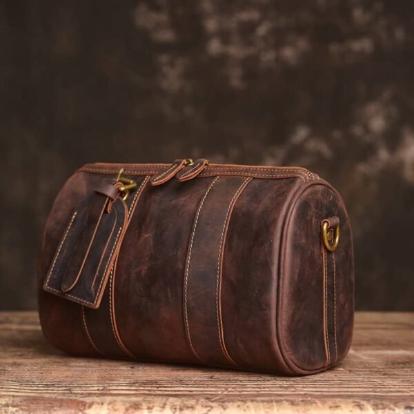 Vintage Cylinder Leather Shoulder Bag | Handmade Crossbody Body - Image 7