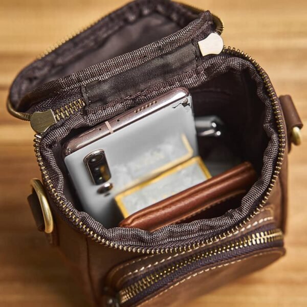 Vintage Mini Leather Fanny Pack | Men Leather Shoulder Bag - Image 12