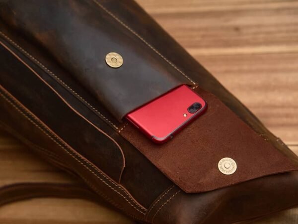 Vintage Leather Sling Bag l Men Large Shoulder Bag 13 Vintage Leather Sling Bag l Men Large Shoulder Bag - Image 13