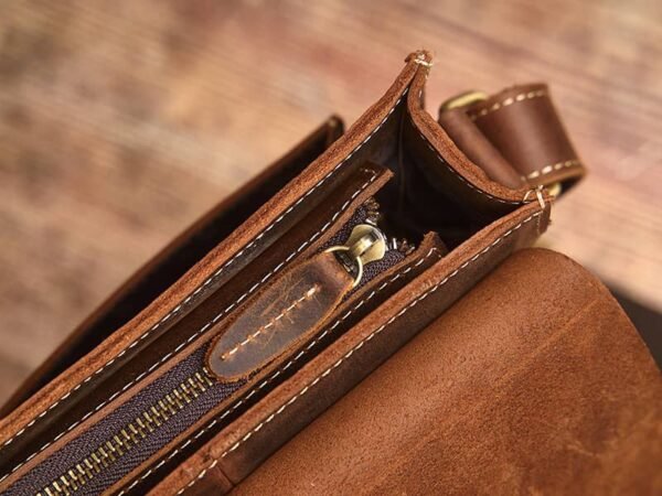 Handmade Leather Messenger Bag | Vintage Vertical Shoulder Bag - Image 13