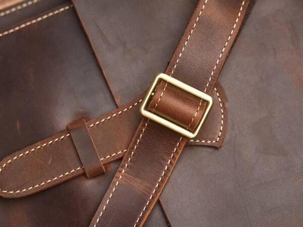 Handmade Leather Messenger Bag | Vintage Vertical Shoulder Bag - Image 11