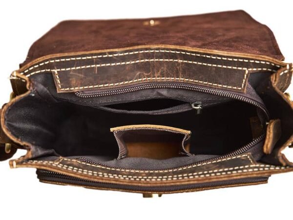 Vintage Leather Messenger Bag | Vertical Leather Shoulder Bag 14 Vintage Leather Messenger Bag | Vertical Leather Shoulder Bag - Image 14