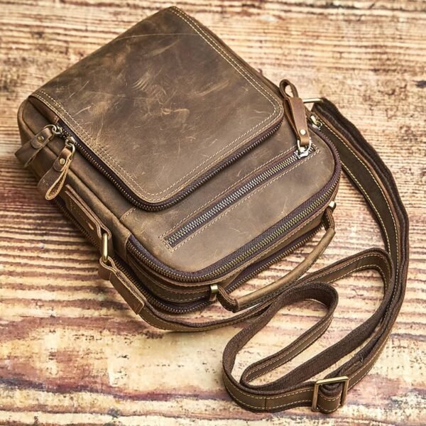 Classic Vertical Leather Messenger Bag 7 Classic Vertical Leather Messenger Bag - Image 7