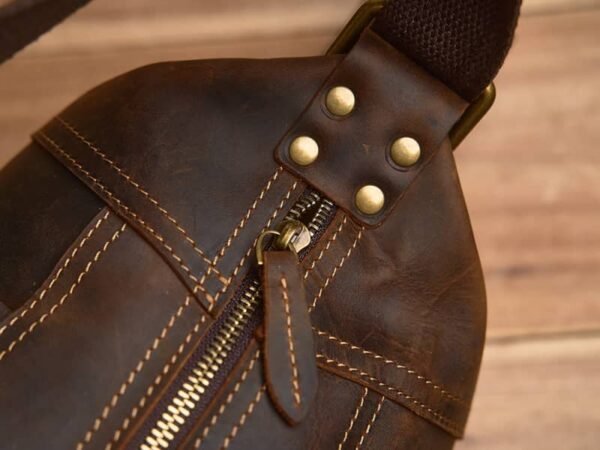Vintage Leather Sling Bag l Men Large Shoulder Bag 10 Vintage Leather Sling Bag l Men Large Shoulder Bag - Image 10