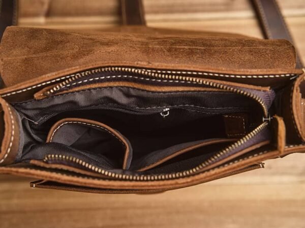 Handmade Leather Messenger Bag | Vintage Vertical Shoulder Bag - Image 14