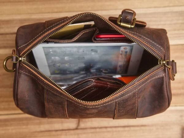 Vintage Cylinder Leather Shoulder Bag | Handmade Crossbody Body - Image 14