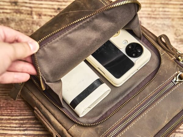 Classic Vertical Leather Messenger Bag 13 Classic Vertical Leather Messenger Bag - Image 13