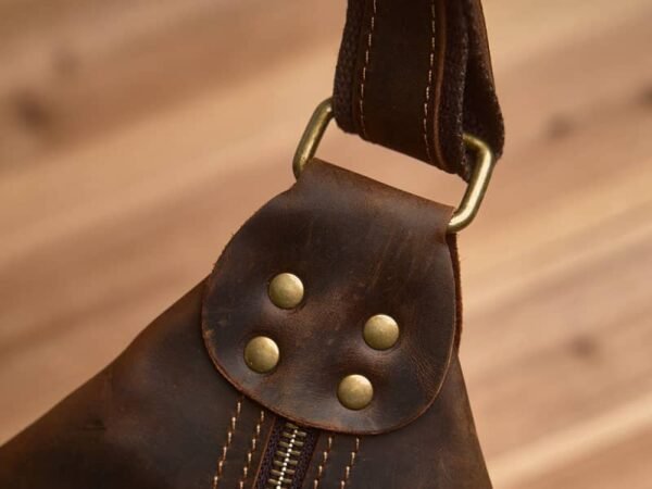 Vintage Leather Sling Bag l Men Large Shoulder Bag 11 Vintage Leather Sling Bag l Men Large Shoulder Bag - Image 11