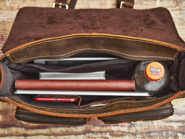 Vintage Leather Large Crossbody Bag | Men's Leather Shoulder Bags 15 Vintage Leather Large Crossbody Bag | Men's Leather Shoulder Bags - Image 15