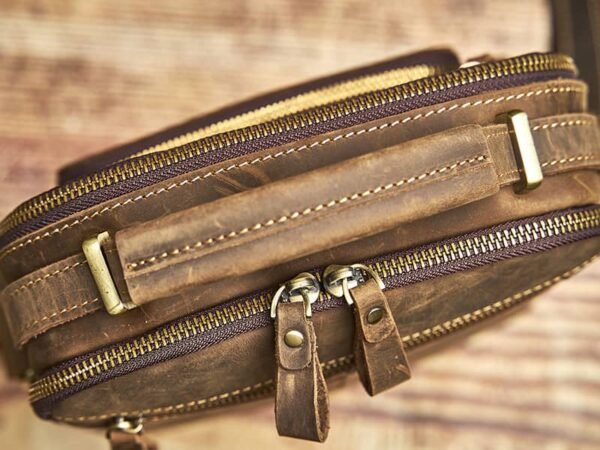 Classic Vertical Leather Messenger Bag 9 Classic Vertical Leather Messenger Bag - Image 9