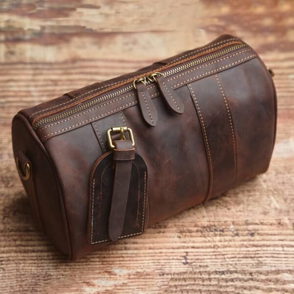 Vintage Cylinder Leather Shoulder Bag | Handmade Crossbody Body - Image 5
