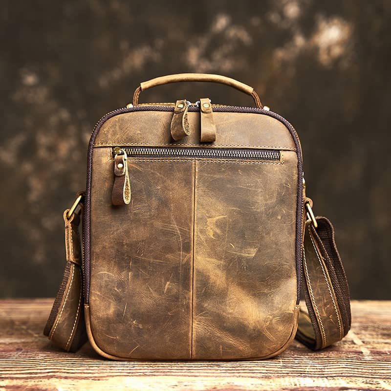 Classic Vertical Leather Messenger Bag 4 Classic Vertical Leather Messenger Bag - Image 4