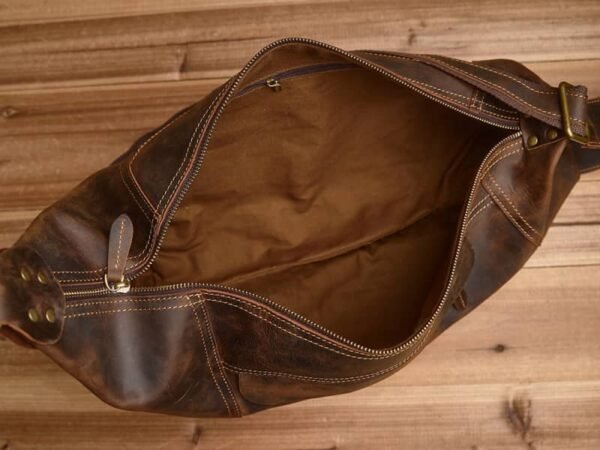 Vintage Leather Sling Bag l Men Large Shoulder Bag 14 Vintage Leather Sling Bag l Men Large Shoulder Bag - Image 14