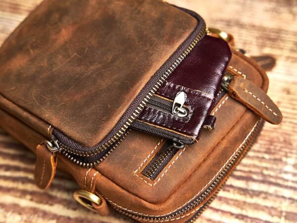 Vintage Mini Leather Shoulder Bag | Leather Fanny Pack 11 Vintage Mini Leather Shoulder Bag | Leather Fanny Pack - Image 11