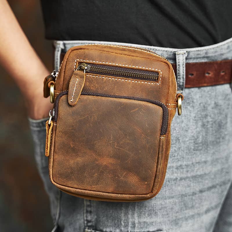 Vintage Mini Leather Shoulder Bag | Leather Fanny Pack 2 Vintage Mini Leather Shoulder Bag | Leather Fanny Pack - Image 2