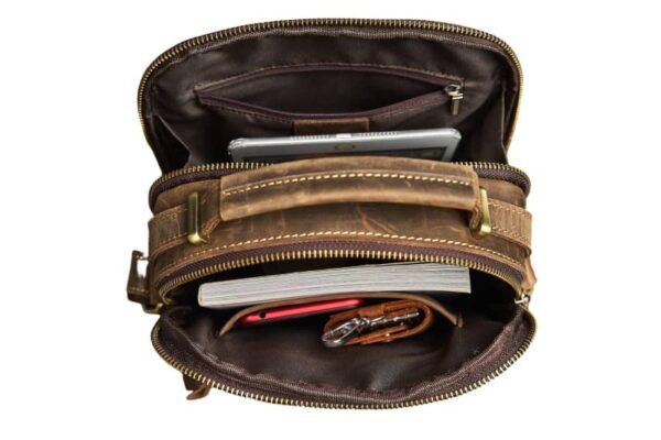 Classic Vertical Leather Messenger Bag 15 Classic Vertical Leather Messenger Bag - Image 15