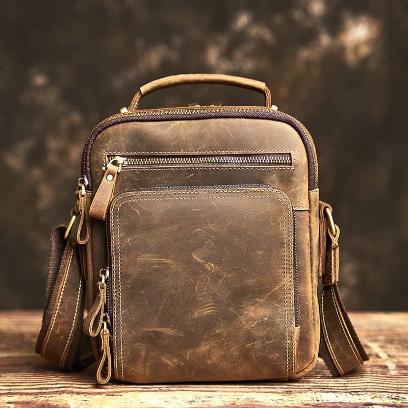 Classic Vertical Leather Messenger Bag 3 Classic Vertical Leather Messenger Bag - Image 3