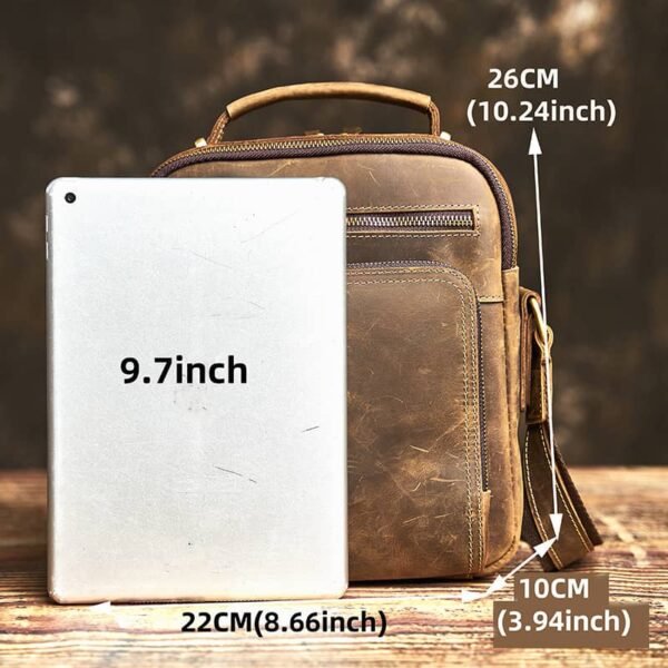 Classic Vertical Leather Messenger Bag 8 Classic Vertical Leather Messenger Bag - Image 8