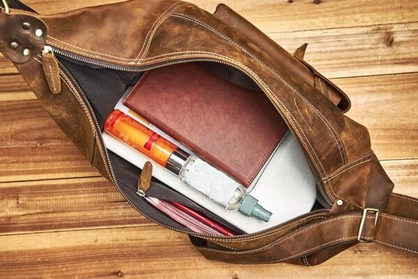 Vintage Leather Sling Bag l Men Large Shoulder Bag 15 Vintage Leather Sling Bag l Men Large Shoulder Bag - Image 15