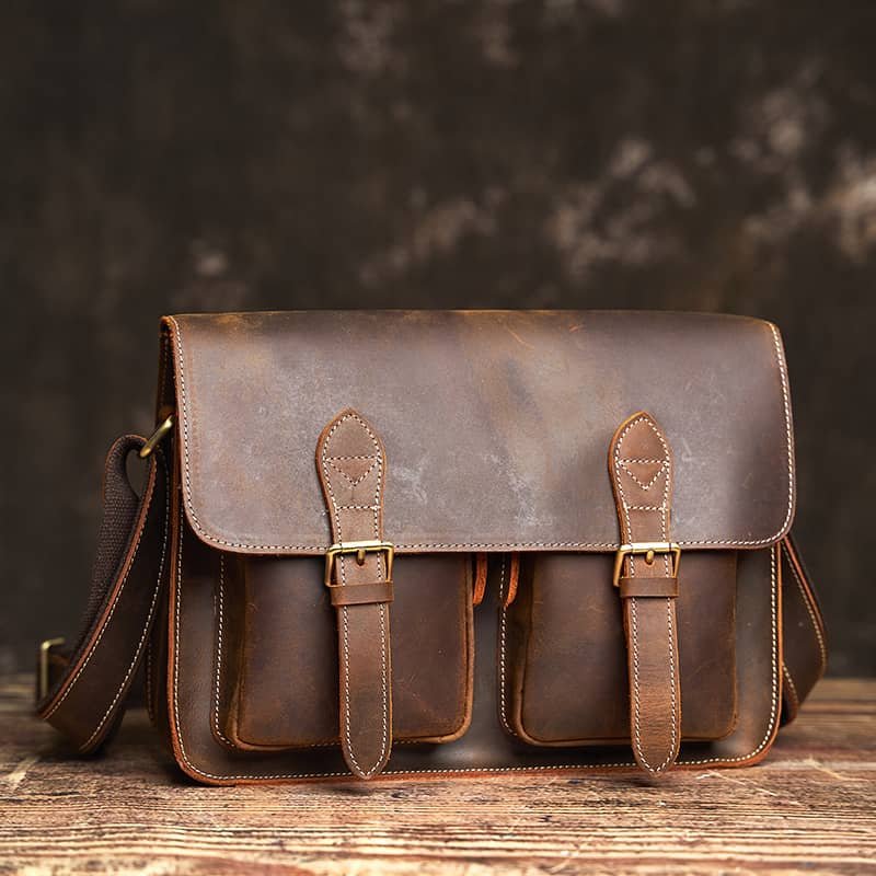 Vintage Leather Large Crossbody Bag | Men's Leather Shoulder Bags 1 Vintage Leather Large Crossbody Bag | Men's Leather Shoulder Bags