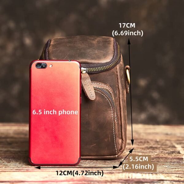 Vintage Mini Leather Fanny Pack | Men Leather Shoulder Bag - Image 9