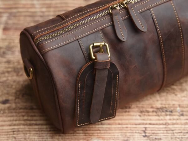 Vintage Cylinder Leather Shoulder Bag | Handmade Crossbody Body - Image 12