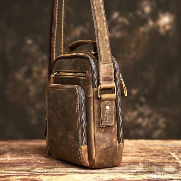 Classic Vertical Leather Messenger Bag 5 Classic Vertical Leather Messenger Bag - Image 5