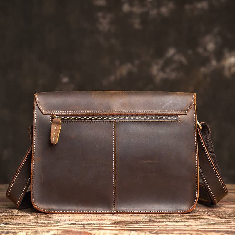Vintage Leather Large Crossbody Bag | Men's Leather Shoulder Bags 4 Vintage Leather Large Crossbody Bag | Men's Leather Shoulder Bags - Image 4