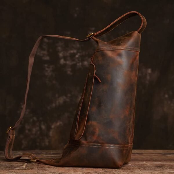 Vintage Leather Sling Bag l Men Large Shoulder Bag 5 Vintage Leather Sling Bag l Men Large Shoulder Bag - Image 5