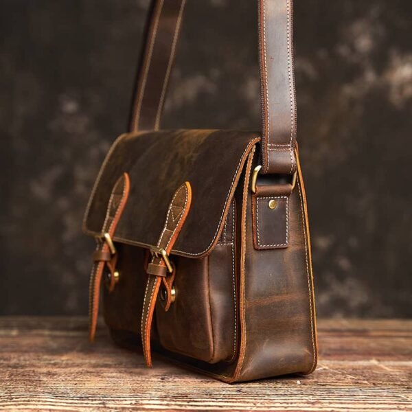 Vintage Leather Large Crossbody Bag | Men's Leather Shoulder Bags 5 Vintage Leather Large Crossbody Bag | Men's Leather Shoulder Bags - Image 5