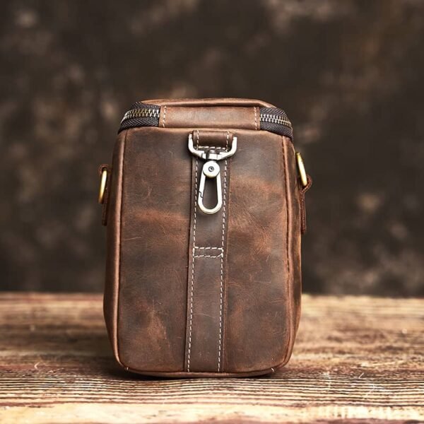 Vintage Mini Leather Fanny Pack | Men Leather Shoulder Bag - Image 8