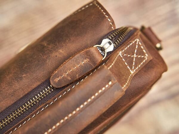 Vintage Leather Messenger Bag | Classic Vertical  Shoulder Bag - Image 13