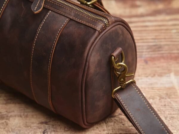 Vintage Cylinder Leather Shoulder Bag | Handmade Crossbody Body - Image 6