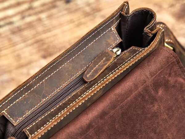 Vintage Leather Messenger Bag | Vertical Leather Shoulder Bag 10 Vintage Leather Messenger Bag | Vertical Leather Shoulder Bag - Image 10