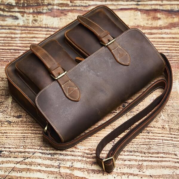 Vintage Leather Large Crossbody Bag | Men's Leather Shoulder Bags 8 Vintage Leather Large Crossbody Bag | Men's Leather Shoulder Bags - Image 8