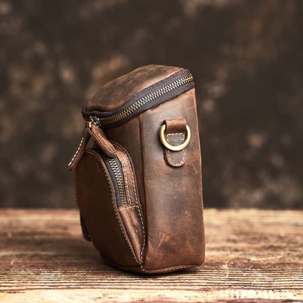 Vintage Mini Leather Fanny Pack | Men Leather Shoulder Bag - Image 7