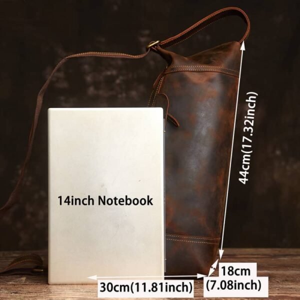 Vintage Leather Sling Bag l Men Large Shoulder Bag 9 Vintage Leather Sling Bag l Men Large Shoulder Bag - Image 9