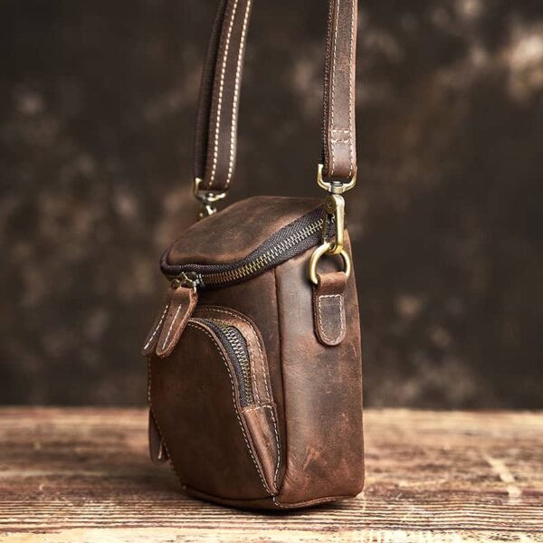Vintage Mini Leather Fanny Pack | Men Leather Shoulder Bag - Image 6