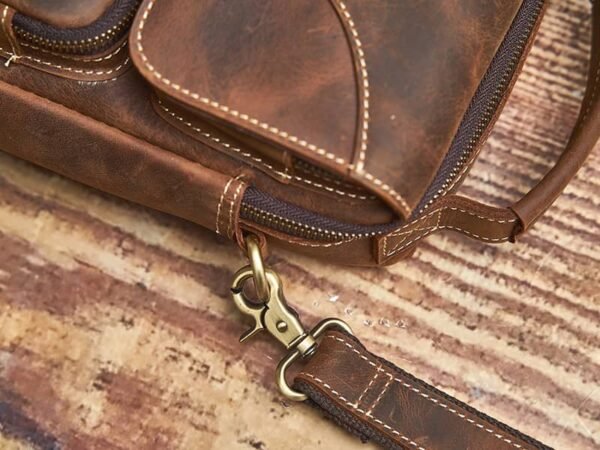 Vintage Leather Messenger Bag | Classic Vertical  Shoulder Bag - Image 11