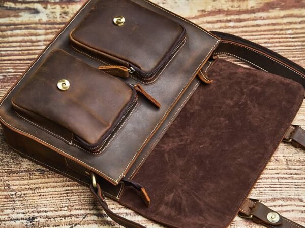 Vintage Leather Large Crossbody Bag | Men's Leather Shoulder Bags 10 Vintage Leather Large Crossbody Bag | Men's Leather Shoulder Bags - Image 10